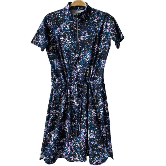Tail‎ Drawstring Waist Athletic Dress S Blue Black Geo Print 1/4 Zip Activewear - Picture 1 of 11